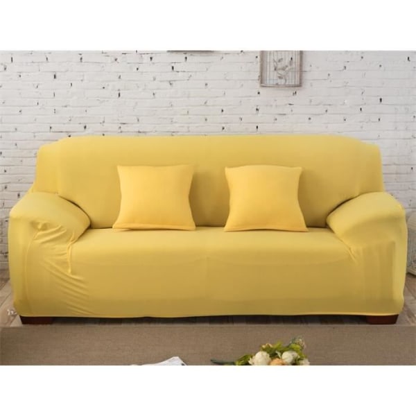 Solid Color Stretch soffa och fåtölj Cover för vardagsrum (235-300cm) 1st Gul