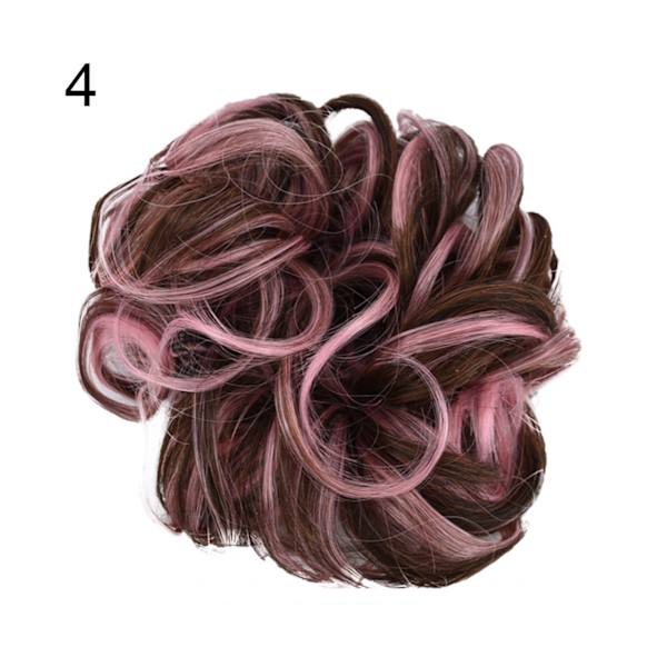 Mode Kvinnor DIY Elastisk Peruk Hårring Lockig Scrunchie Bun Hästsvans Hårstycke - 4#