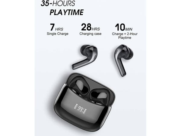 Ægte trådløse Bluetooth-øretelefoner i in-ear-stil med mikrofon, støjreducerende sort. black