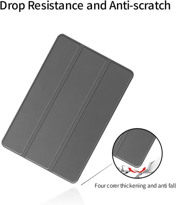 Kompatibel med Lenovo Idea Tab Plus/Tab K12 Tri-fold etui PU Fuld beskyttelse Ridsefast Grå