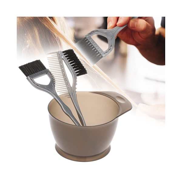 3st hårfärgningsmedel färgborste kam färg blandningsskål Frisör styling kit-grå