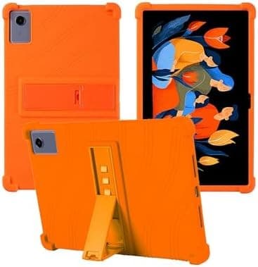 Kompatibel med Lenovo Idea Tab Plus 12.1\" silikondeksel med stativ, støtsikkert for barn, oransje
