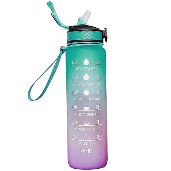1000 ml Motivoiva Urheilujugga Aika-merkinnällä Ulkoilma Fitness-Muki Gradienttivärinen Muki Ulkoilma Jäädytetty Vesi Pullo Style 6