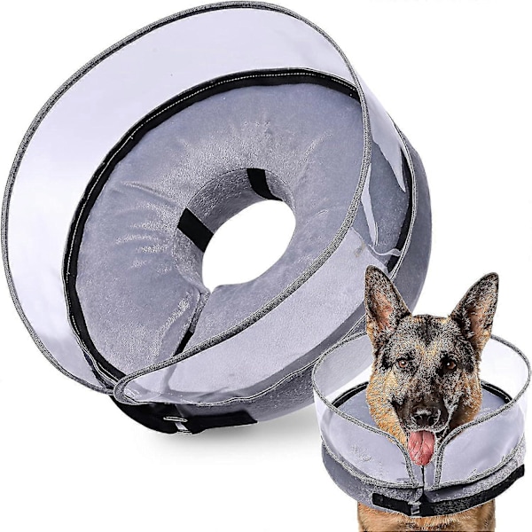 Hundkrage, Uppblåsbar Hundkrage Efter Operation För Små Mellanstora Stora Hundar, Mjuka Kragar Med Förbättrad Anti-slick-Bra Grey L