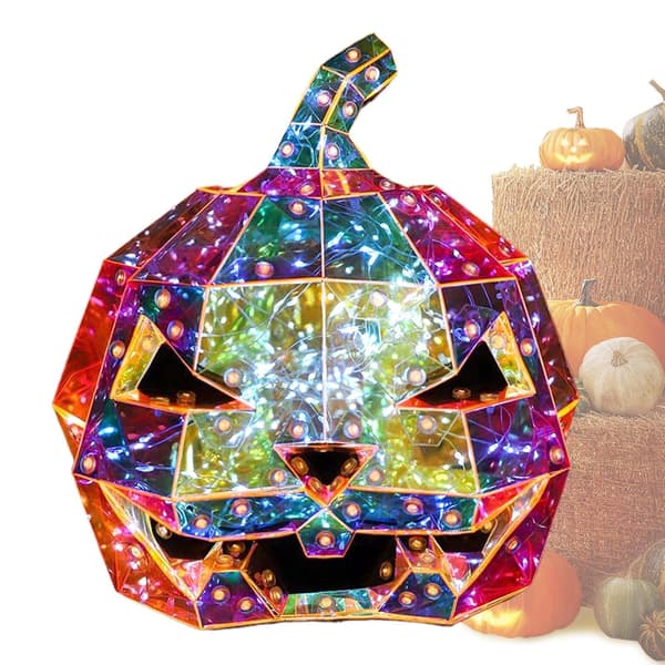 Prism Halloween-pumpkinallykta, plug-and-play lysande prydnad för pool, natt och lägereld