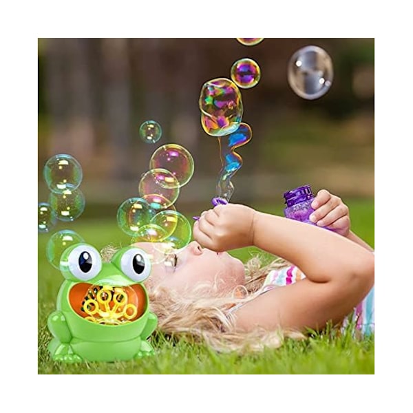 Automatisk bubbelmaskin med bubbelkoncentrat, bubbelblåsare för barn, groda bubbelblåsare