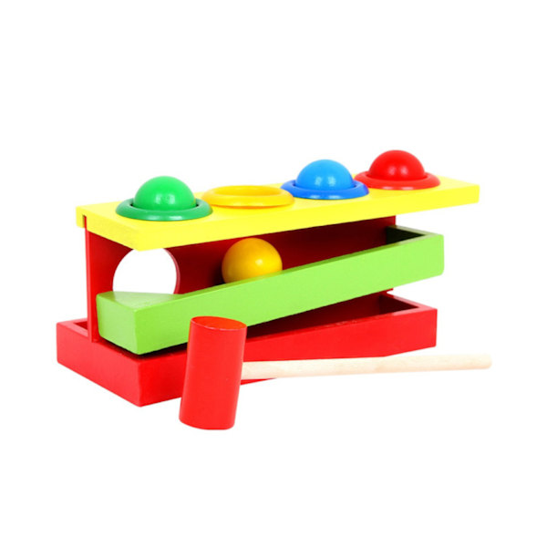 Kid Trä Färg Match Hamring Boll Box Pussel Spel Hand Stapling Interaktiv Leksak