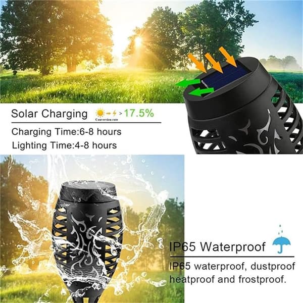 Solcellsdriven fackellampa för utomhusbruk, vattentät, plug-in trädgårdsbelysning med flammande effekt, 12 LED 6 Pack