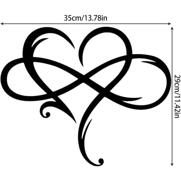 Sort 35 x 29 cm Infinity Hjerte Metal Vægdekoration