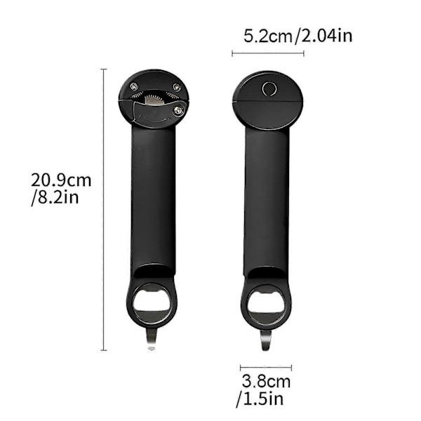 3-i-1 Multifunktionell Utdragbar Burkflasköppnare Pop Tab Öppnare Extra Flaskkapsylöppnare Black