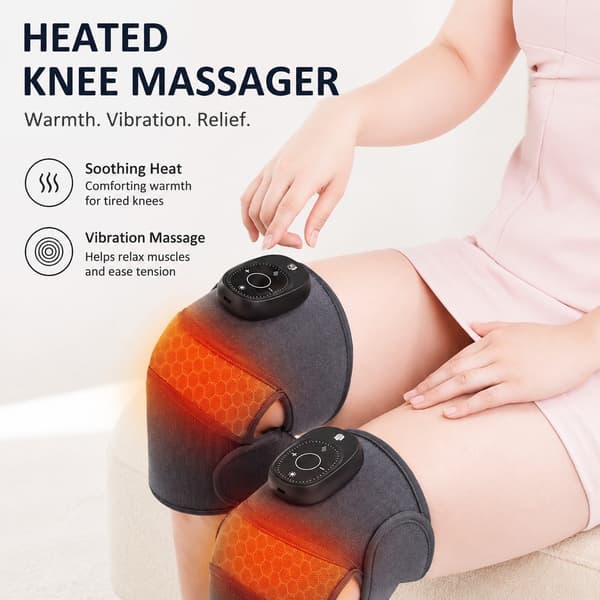Opvarmet knæmassager med vibration, blågrå, elektrisk termisk wrap til lindring af bensmerter Blue / Gray Single