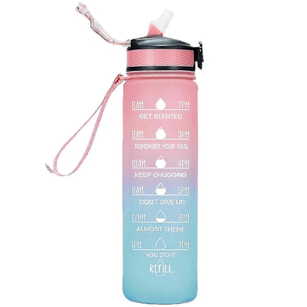 1000 ml Motivoiva Urheilujugga Aika-merkinnällä Ulkoilma Fitness-Muki Gradienttivärinen Muki Ulkoilma Jäädytetty Vesi Pullo Style 3