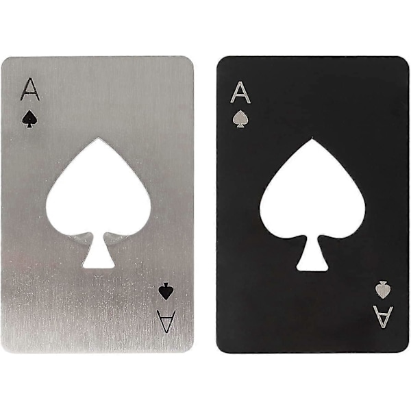 2 stycken Poker Flasköppnare Rostfritt Stål Flasköppnare Lämplig För Plånboksstorlek (svart och silver)