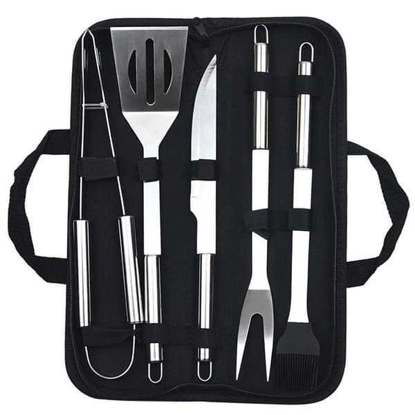 Grillsett i rustfritt stål for utendørs campinggrilling og teppanyakimatlaging, 5 deler 5pc Set