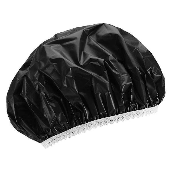 1 stk. Vanntett dusjhette for husholdningsbruk, svømmedusjhette (svart) Black
