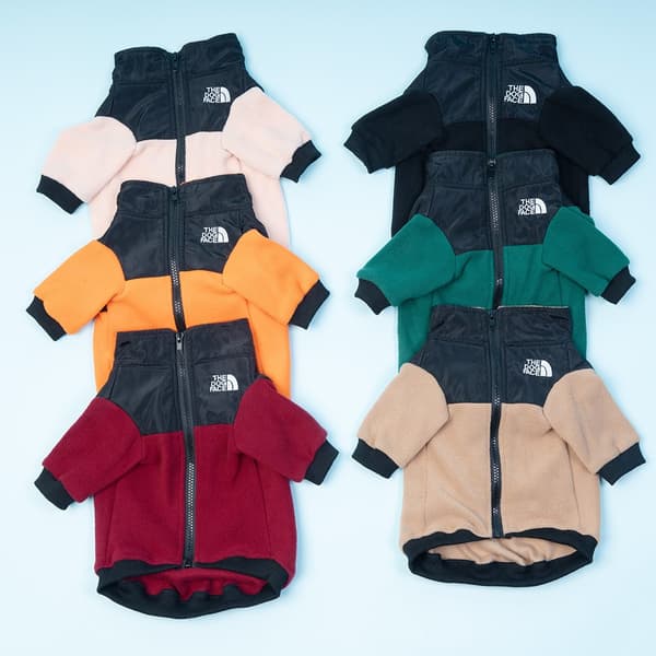 Fleece hundejakke vinterfrakk, tobeint, rød, for små og mellomstore hunder, dobbeltbrodert Black M
