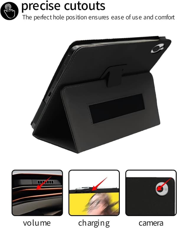 Kompatibel med Wacom MovinkPad 11 etui, foldbart standercover med blyantholder og håndledsrem, premium PU-læder, ridsefast, sort