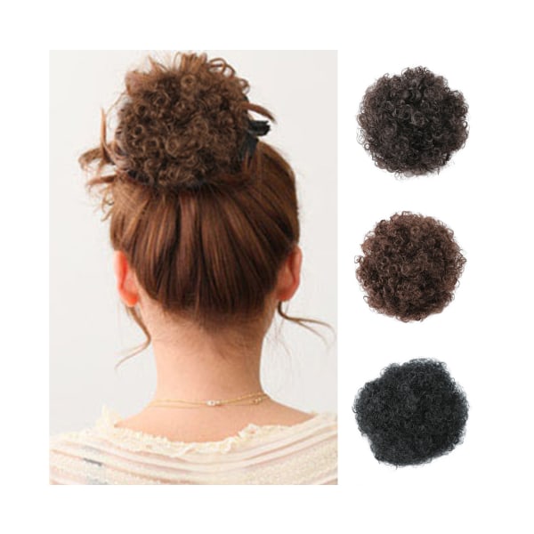 Afro-naisten joustava nutturaperuukki, lämmönkestävä, lyhyt, kihara, aaltoileva scrunchie-hiuslisäke - 4#
