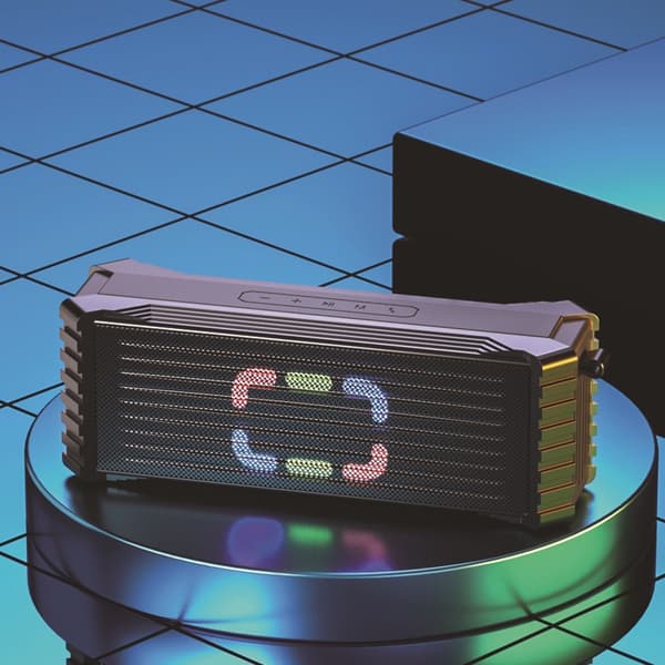 Bærbar Bluetooth-højttaler, sort, 20W, LED-lys, håndfri, Bluetooth 5.3, AUX, SD-kort