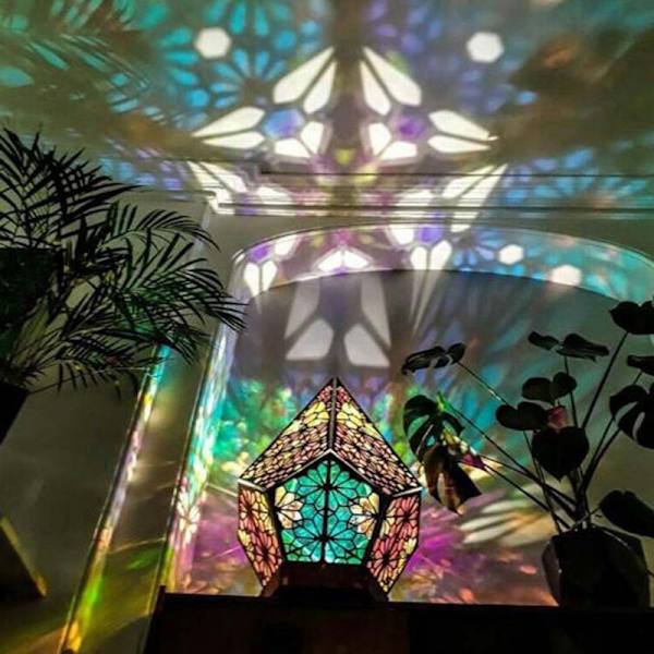 Bohemsk Mosaikk Stjernehimmel Gulvprojektor Lampe Bord Sengelampe