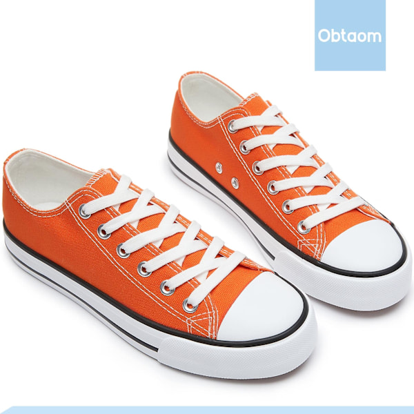 Dam Canvas Fashion Sneakers Söt Låg Topp Skor Bekväma Canvas Walking Flats För Dam orange EU39