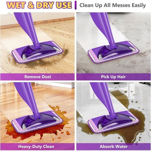 Pakke med 6 gjenbrukbare Flash Powermop mopprefiller, maskinvaskbare mikrofiberputer