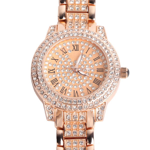 Watch Retro Elegant romerska siffror Urtavla Shiny Rhinestone Luminous Design Quartz Watch för Party Office Travel