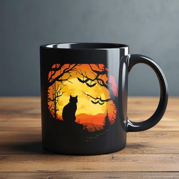 Kattkaffemugg Keramik Spöklik Skrivbordsdekoration, Stil B, 3.15x3.74\"