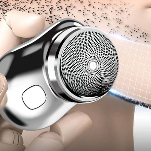 Män Skäggtrimmer Bärbar Kompakt Laddningsbar Skäggklippare Mini Ficktrimmer Silver