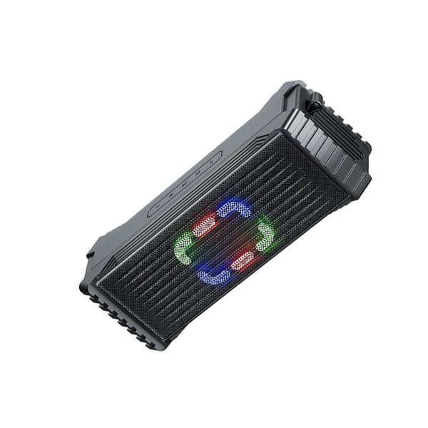 Bärbar Bluetooth-högtalare, svart, 20W, LED-lampor, handsfree, Bluetooth 5.3, AUX, SD-kort