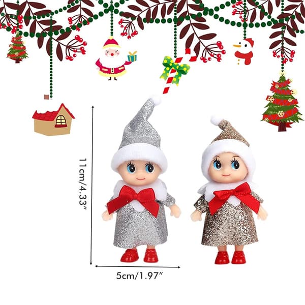 Jul Baby Elf Dockset, 4 st, Mini Elf Baby Dockleksaker för barn, Julklapp