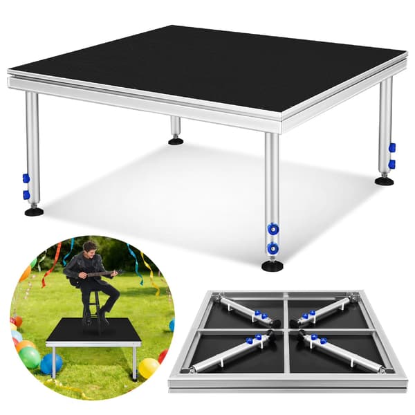 Bærbar foldbar sceneplatform, sort, aluminiumslegeringsramme, justerbar højde til arrangementer