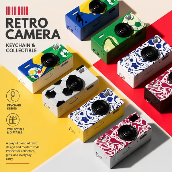 Mini retro digitalkamera, bärbar HD-selfiekamera för studenter, present Football 2