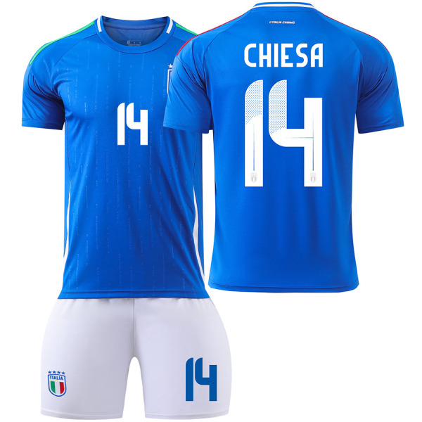 2425 Europacup Italien fotbollströja nr 14 Chiesa 18 Barella 3 Dimarco tröja set-hemma nr 14 16(90-100cm)
