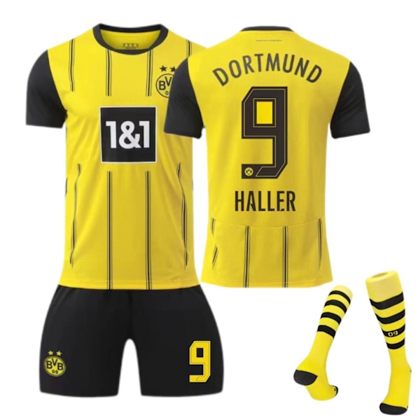 24-25 Dortmund hjemmebanetrøje nr. 9 Allais 10 Sancho 11 Reus børne- og voksen sæt - fodbolduniform - nr. 9 med sokker 20(110-120cm)