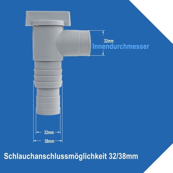 2-pack poolavstängningsventiler med 32 mm slanganslutningar och 6 slangklämmor