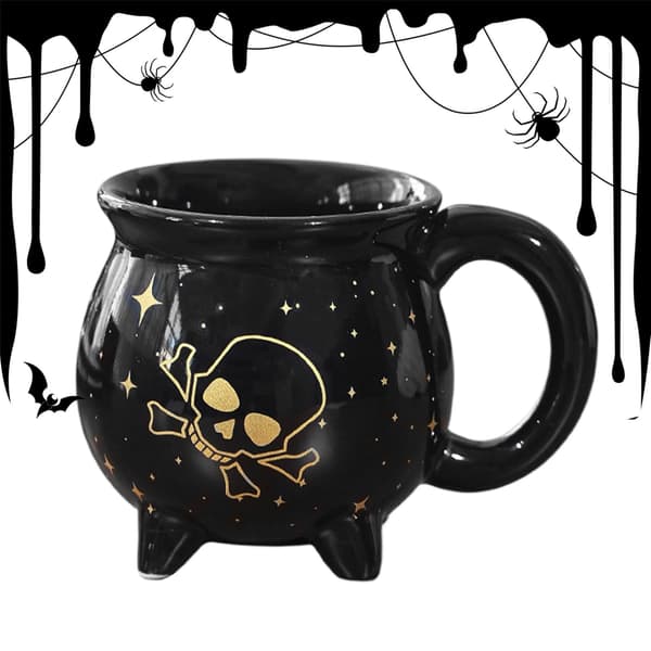 Halloween kaffemugg, rolig keramisk tekopp, svart, 13x9,5cm