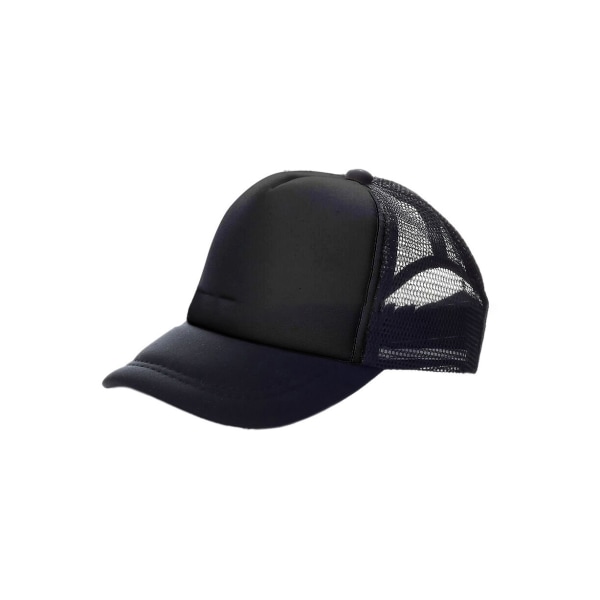 Unisex sommarventilerande cap i vanlig mesh, justerbar Snapback solhatt-svart