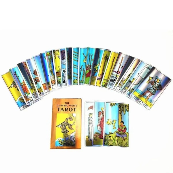 Den Klassiska Rider Waite Tarotkortleken Holografiska Kort med E-guidebok Spådom Divination Meditationsverktyg