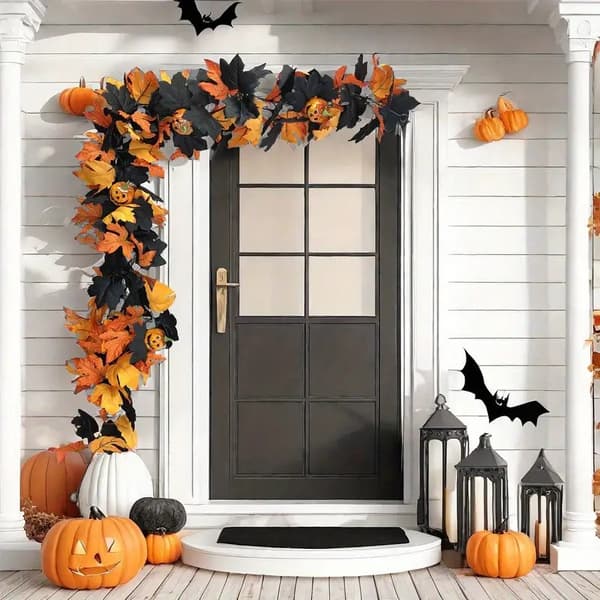 Halloween gresskarrotting flygende heksdekor, lønnebladrotting, hjemmeferiedekorasjon One pack-1m maple leaf-311