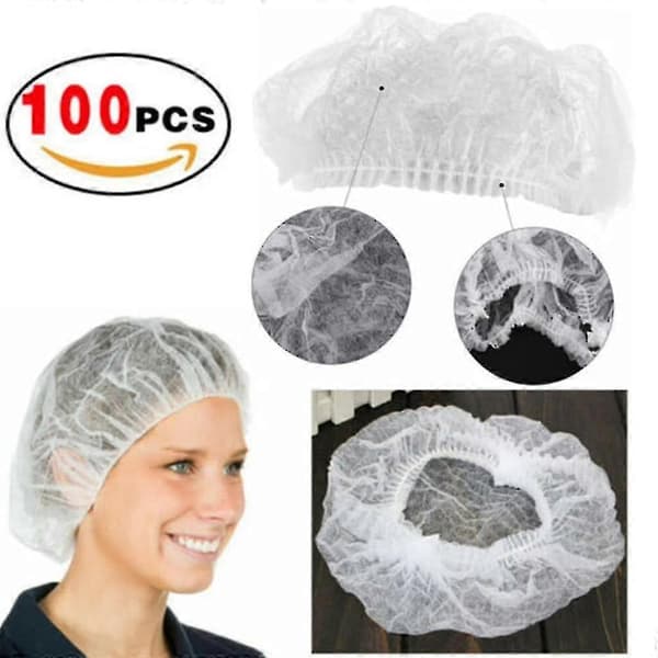 100 st/lot Engångs Duschmössor Hatt Non-woven Duschmössor Engångs Elastisk Badmössa Badmössor Enfärgad -cdsx