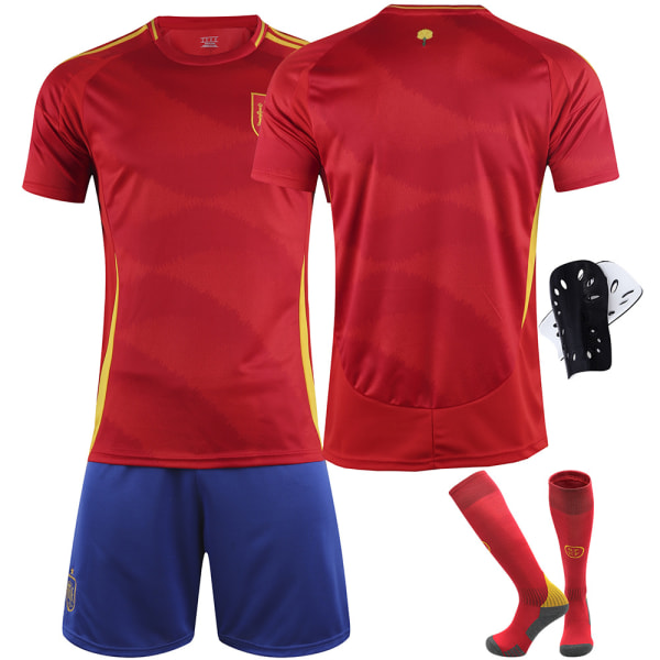 2024 Spanien EM-tröja nr 9 Gavi 26 Pedri 7 Morata 16 Rodri fotbollströja set - nr 26 med strumpor + skyddsutrustning 26(140-150cm)