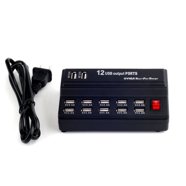 USB-lader med flere porter for hjemmelading Black
