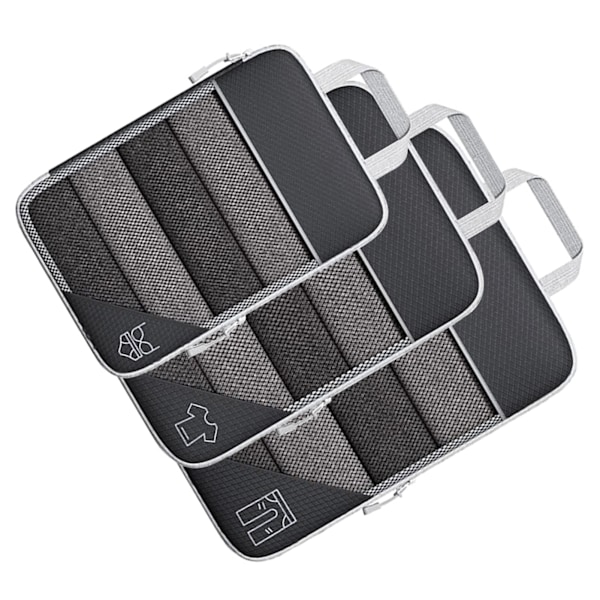 3ST Kompressionsförpackning Cube Kit Mesh Design Synlig Vattentät Bärbar för resor Daglig användning Svart