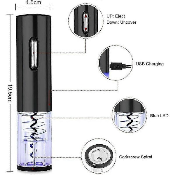 USB Uppladdningsbar Elektrisk Korkskruv Automatisk Flasköppnare Uppladdningsbar Elektrisk Flaska