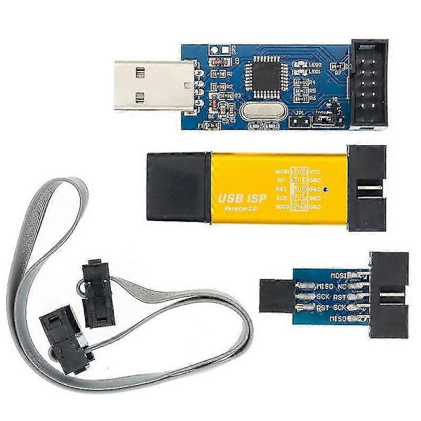 1 stk. ny usbasp usbisp avr programmer usb isp usb asp atmega8 atmega128 understøtter win7 64k 10pin til 6 pin adapterkort
