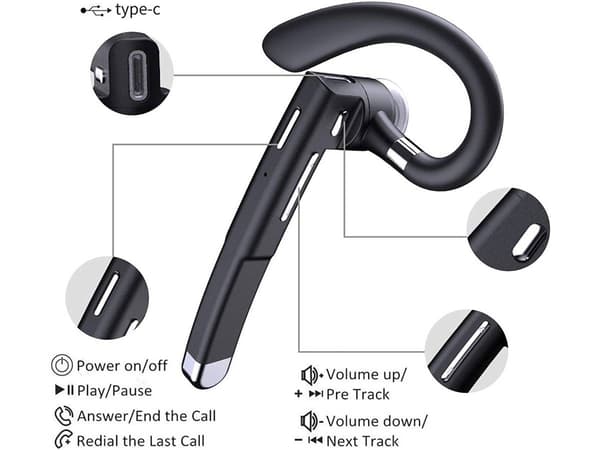 Ægte trådløse Bluetooth in-ear-hovedtelefoner med mikrofon, støjreducerende, sort. black