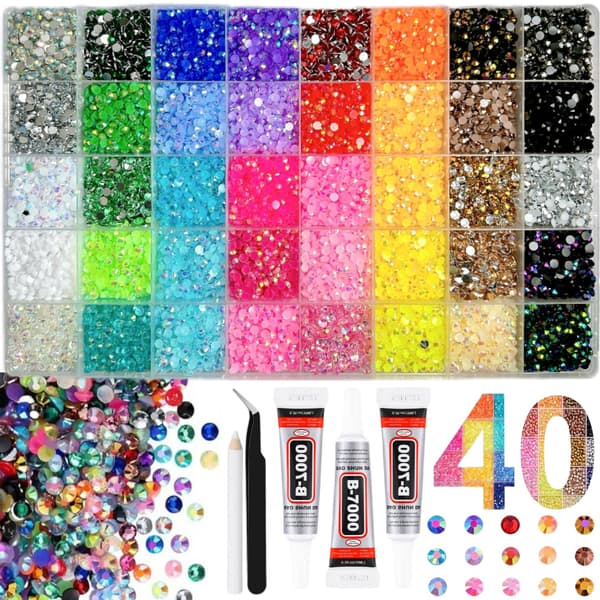 AB Candy Colour Flat Back Resin negleædelstene til DIY tøj, negle- og øjendekoration 48 Grid Box B+Tools