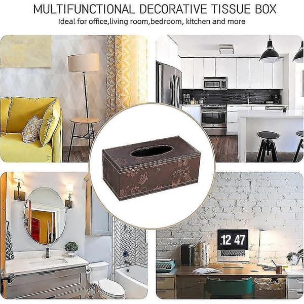 Tissuebox i läder för hushållsbruk, PU-tissuebox för hotell och bil style4