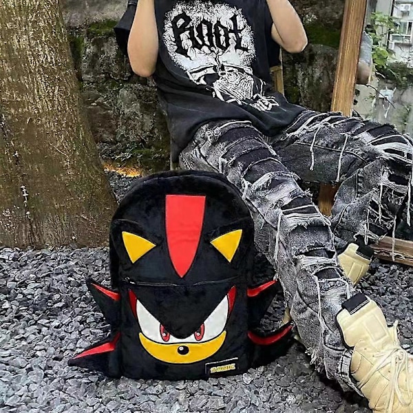 Sonic Ryggsäck Shadow The Hedgehog 3D Plysch Ryggsäck Barn Studentväska